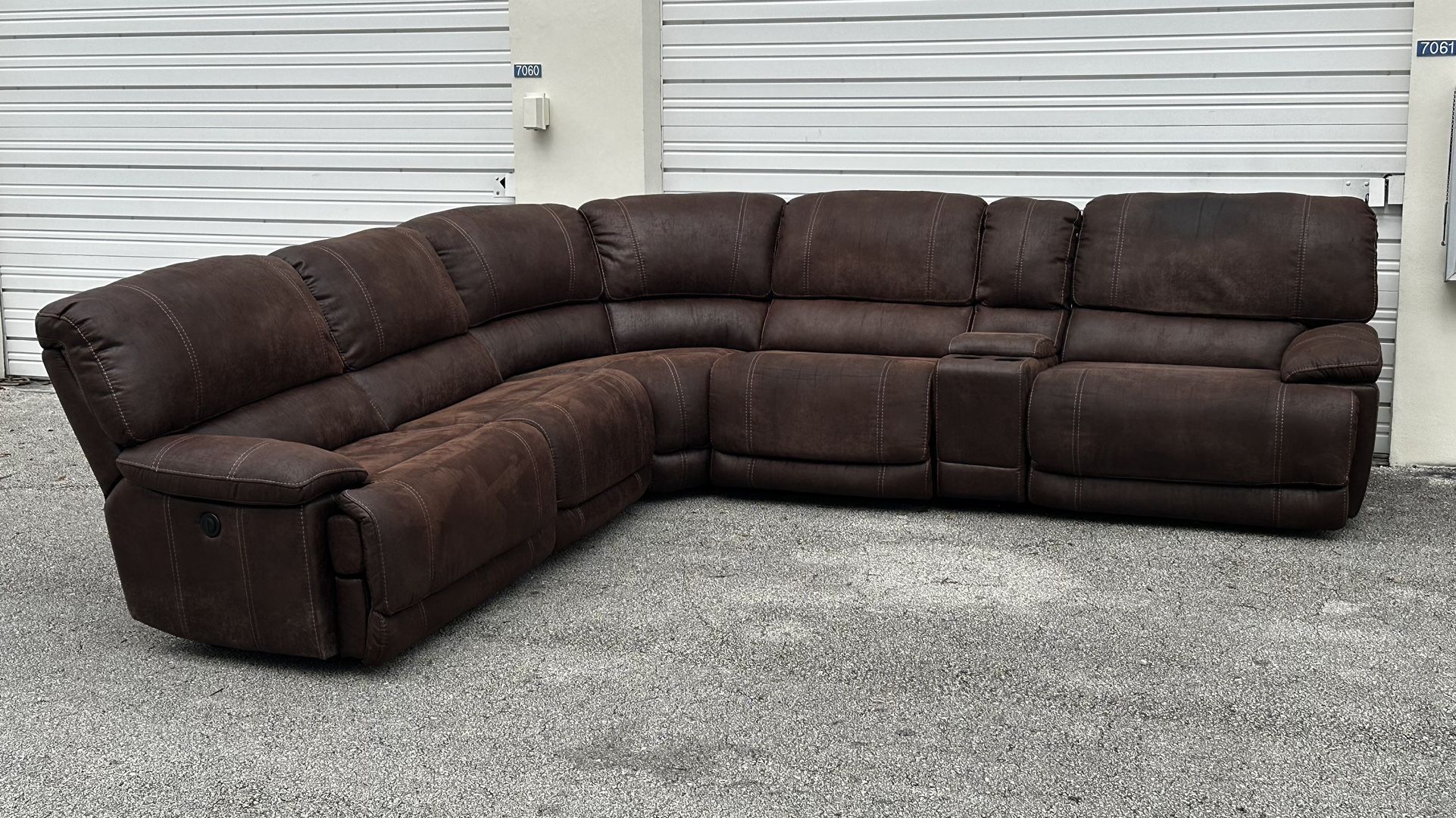 MICROFIBER SECTIONAL SOFA W 3 POWER RECLINING & CUP HOLDER delivery is negotiable for Sale in