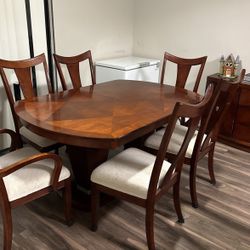 6-Chair Wood Dining Room Table with Buffet