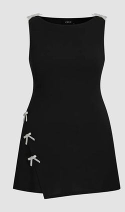 Cider Black Mini Dress with Crystal Bows