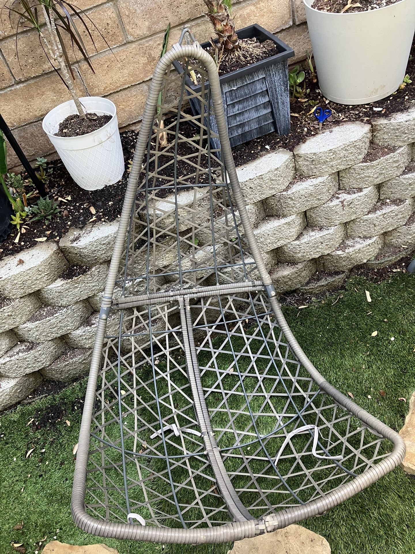 2 Dark Gray hanging egg style chairs, no stand.