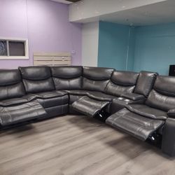 New Sectionsl Sofa With Three Power Recliners On Sale Now
