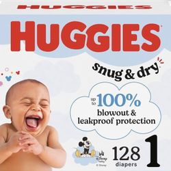 Huggies Size 1 Diapers, Snug & Dry Newborn Diapers, Size 1 (8-14 lbs), 128 Count,