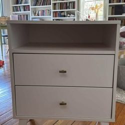 MCM 2 drawer white nightstand