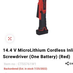 Snapon Cordless In Line Screwdriver 