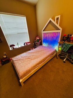 Twin size bed frame and mattress