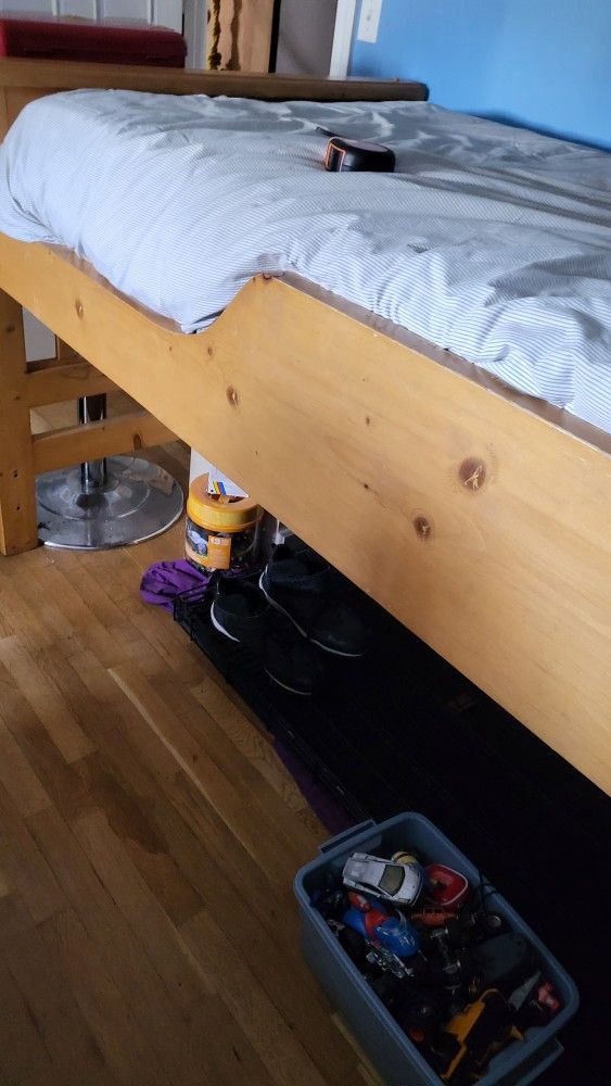 Kids Twin Loft Bed Solid Wood