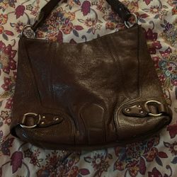 Vintage Michael Kors Purse Brown Leather 17"  x 1