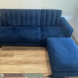 Velvet Sectional Sofa, L Shaped Couch with Reversible Chaise