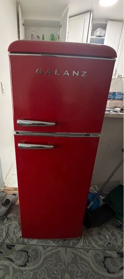 7.5 cu. ft. Mini Refrigerator with Top Freezer in Red and Chrome Handles