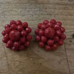 Vintage Red Cluster Earrings