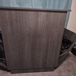 Freestanding Dual-Sided Tilt-Out Laundry Hamper Cabinet with Shelves