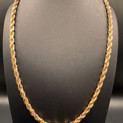 10K Diamond Cut Rose Gold Rope 22” 57g