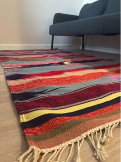 Beautiful Dhurrie Flatweave Rug with Tribal Motifs