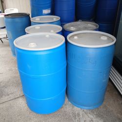 PLASTIC BARRELS  55 GALLONS  33 GALLONS 
