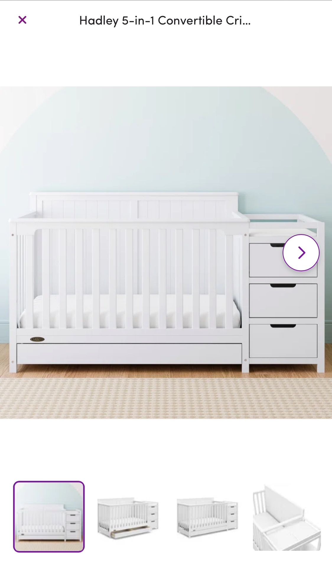 White Crib With Storage