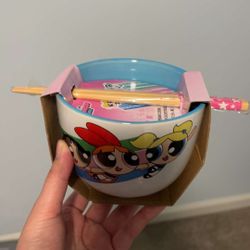 Powerpuff girls bowl with chopsticks 