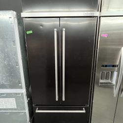 Built In KitchenAid Black Stainless 36” French Door Fridge
