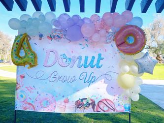 Donut themed birthday party banner  used