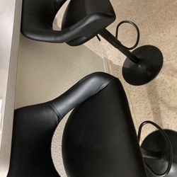 2 Leather Black Bar Stools 