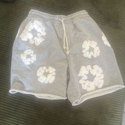 Grey Denim Tear Shorts
