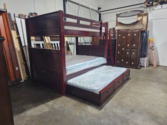 Full over full bunk bed and trundle