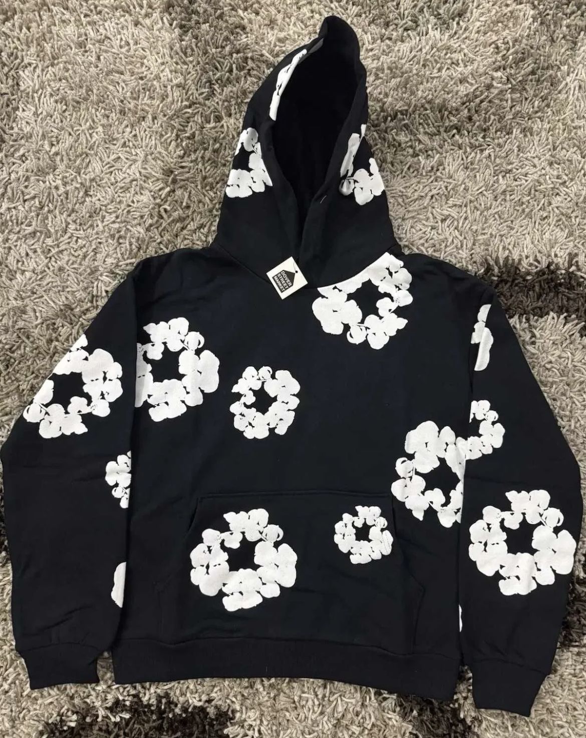 Black And White Denim Tear Hoodie Size Large