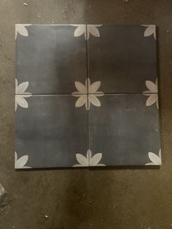 DELLA TORRE Fiona Black and White 8-in x 8-in Glazed Porcelain Encaustic Floor and Wall Tile