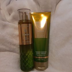 Bath & Body Works 2PC SET Leaves Mist & Body Cream 