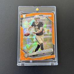 2025 Panini Prizm - Tyler Shough Orange Cracked Ice Prizm Rookie RC Saints #327