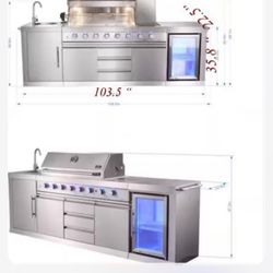 Brand New Island Bbq Grill Stainless Steel Propane 