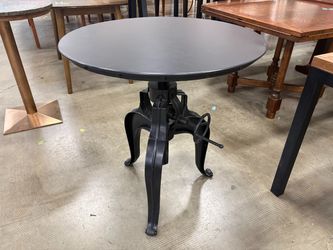 Contemporary Black Bistro Table with Geared Lift Adjustable Height
