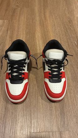 Red, Black and White Off-White shoes