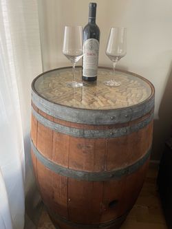 Wine barrel table