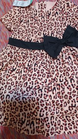 Girls Leopard Print Dress with Black Bow