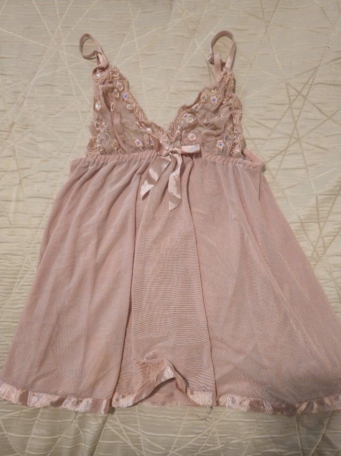 Peach Babydoll Lingerie Medium