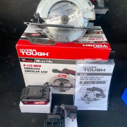 Hyper Tough 20V Max Lithium-ioni Cordless 6-1/2 inch Circular Saw with 1.5Ah Lithium-ion Battery, Charger, Blade & Rip Fence, 