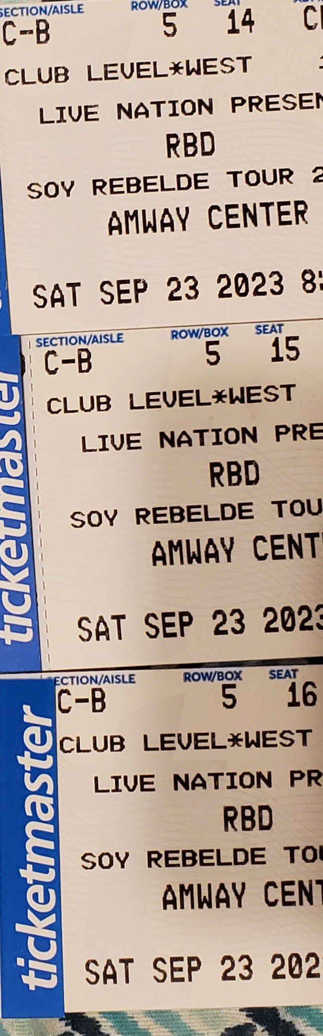 RBD SOY REBELDE TOUR AMWAY ORLANDO 9/23/23 CLUB SEATS