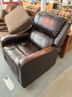 Dark brown leather electric recliner (in store)