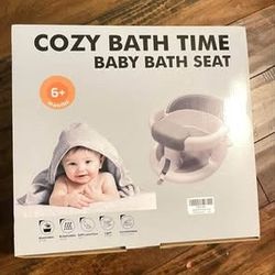 Baby Bath Seat for Babies: Non-Slip Infant Bathtub Chair with Suction Cups, Ideal for Sitting Up, Easy to Clean, Stable Design, Grey (6-24 Months)  Br