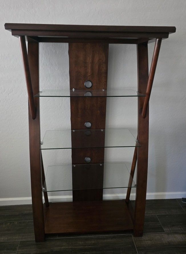 Media Stand W/Glass Shelves