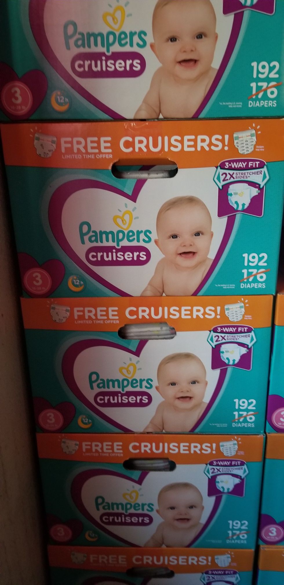 Pampers cruisers size 3 192 daipers $40 each box firm price