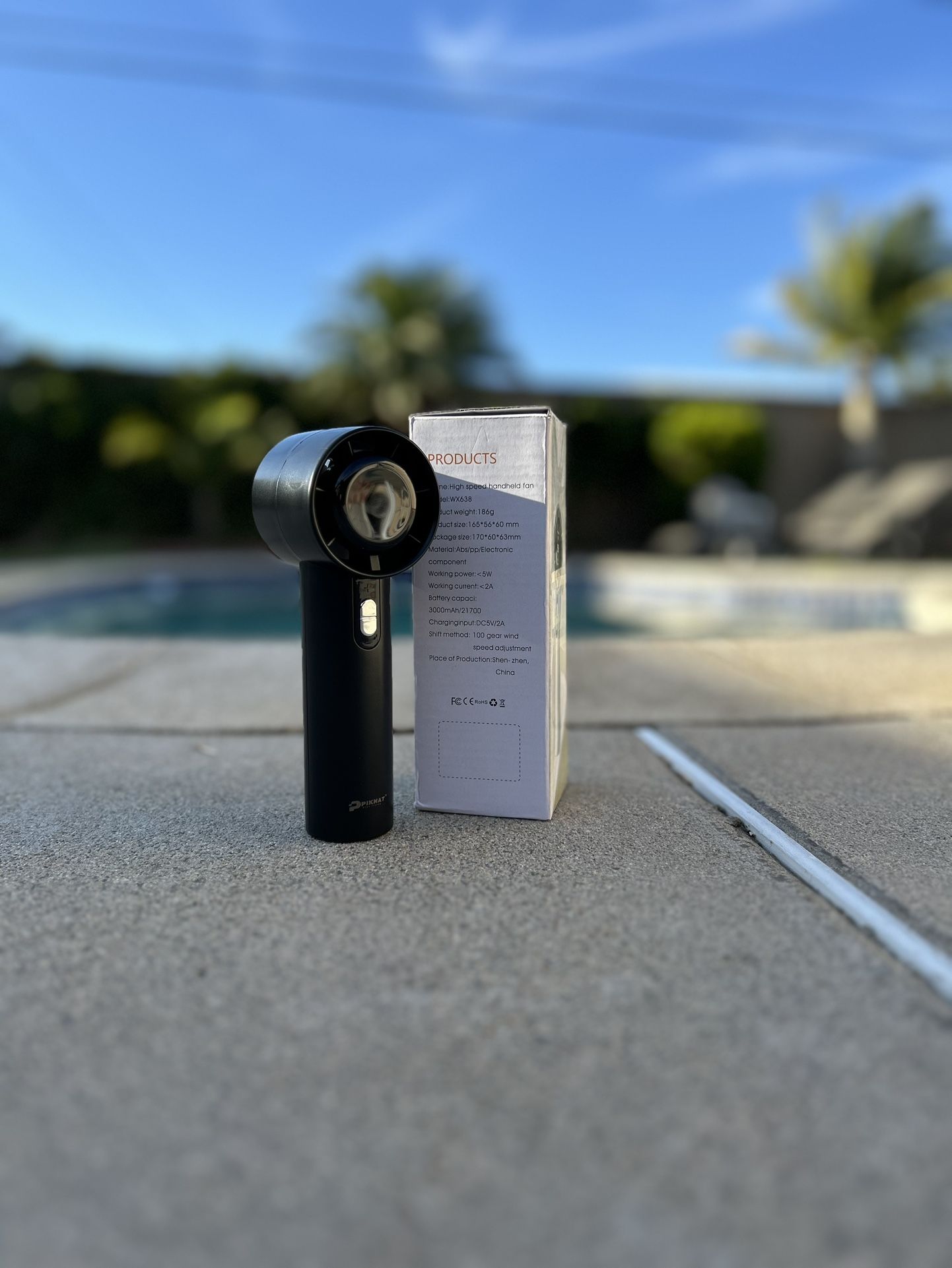 Black Mini Fan(Charger Included, Wrist holder Included