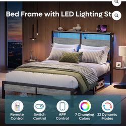 90%New Bed Frame With LED Light 