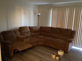 Brown Microfiber Reclining Sectional Sofa