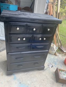 Farmhouse Jet Black New Top Wood Dresser 
