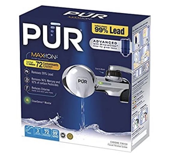 NEW PUR Stainless Steel Horizontal Faucet Water Filter Mount System MAX ION