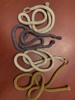 4 Vintage Hand Crafted Silver Gold And Purple Beaded Collar Necklaces