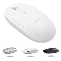 Open-Box New Macally White Slim Bluetooth Quiet Click Rechargeable Mouse Retail $29.00