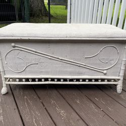Vintage wicker/wood chest. Lovely intricate detail. Hundreds of dollars at antique shop. 