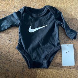 Nike Infant Baby Boy Long Sleeve One-Piece Bodysuit Black Size - Newborn